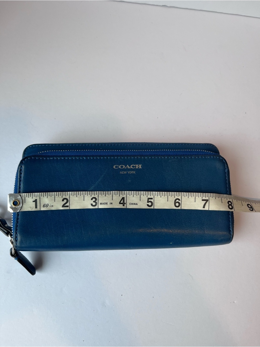 Coach Blue Leather Double Zip Wallet Clutch - Picture 8 of 12